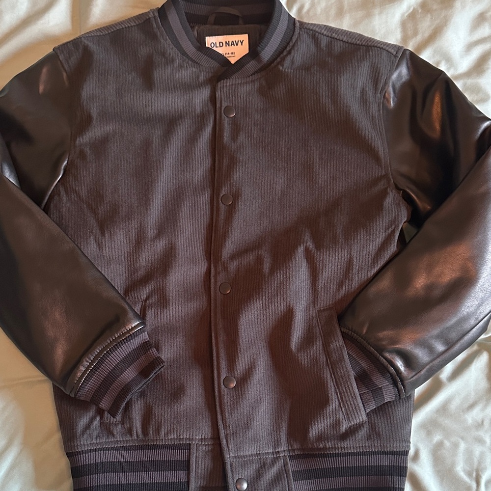 Old Navy Boys Dark Gray/Black Bomber Jacket